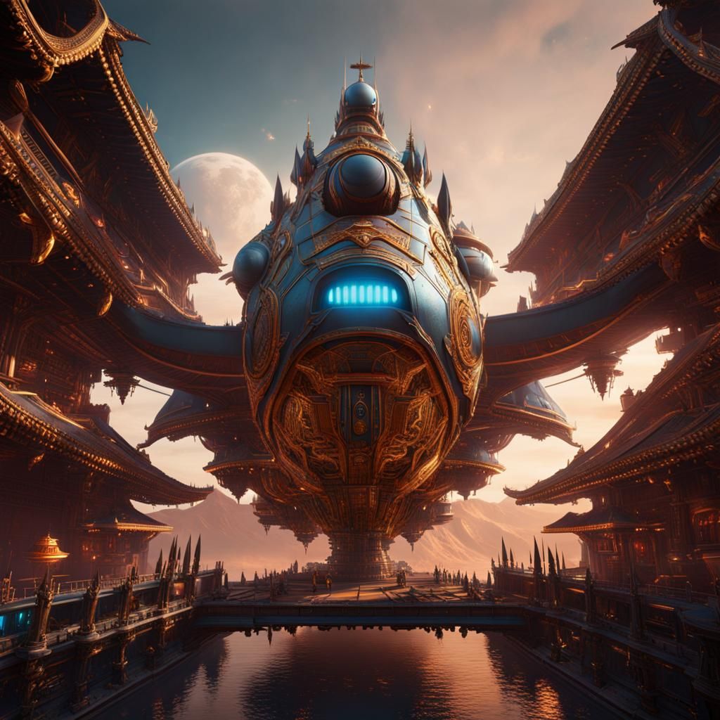 Fantastical Thai Spaceship Concept Art