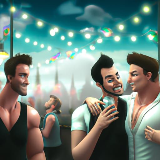 A Vibrant Party Scene with Gay Men