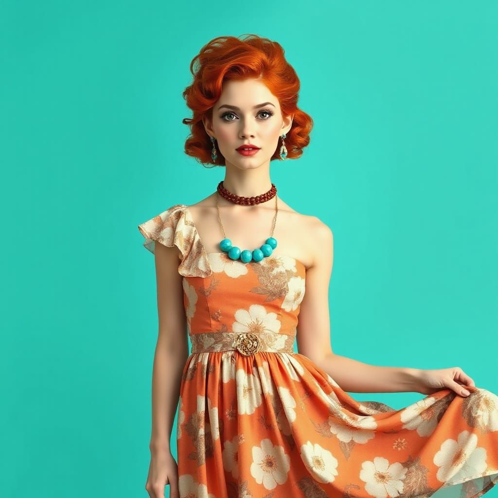 Red-Haired Woman in Art Nouveau Style