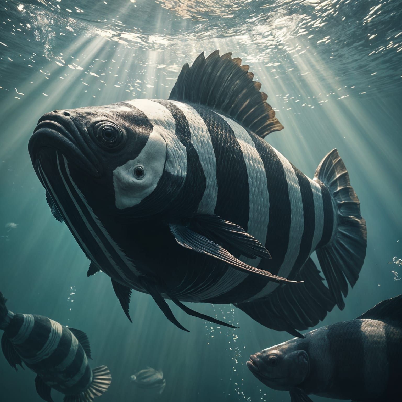 Epic Whale-Sized Siamese Fighting Fish in Black and White
