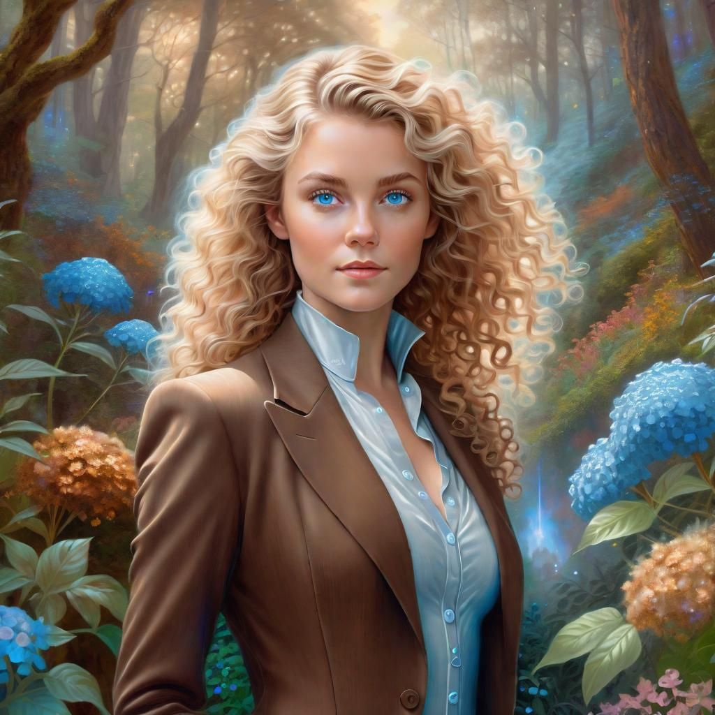 Fantasy Portrait of Woman in Pantsuit, Detailed Illustration