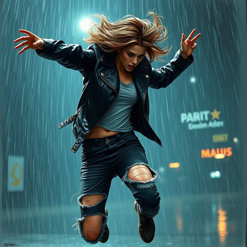 Girl's Fury Unleashed in Rainy Night