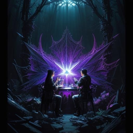 Vampire Priestess in Dark Forest: Hyper-Maximalist Art