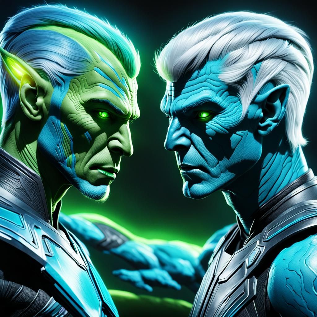 Vulcan vs Andorian: Sci-Fi Battle in Neon Shadows