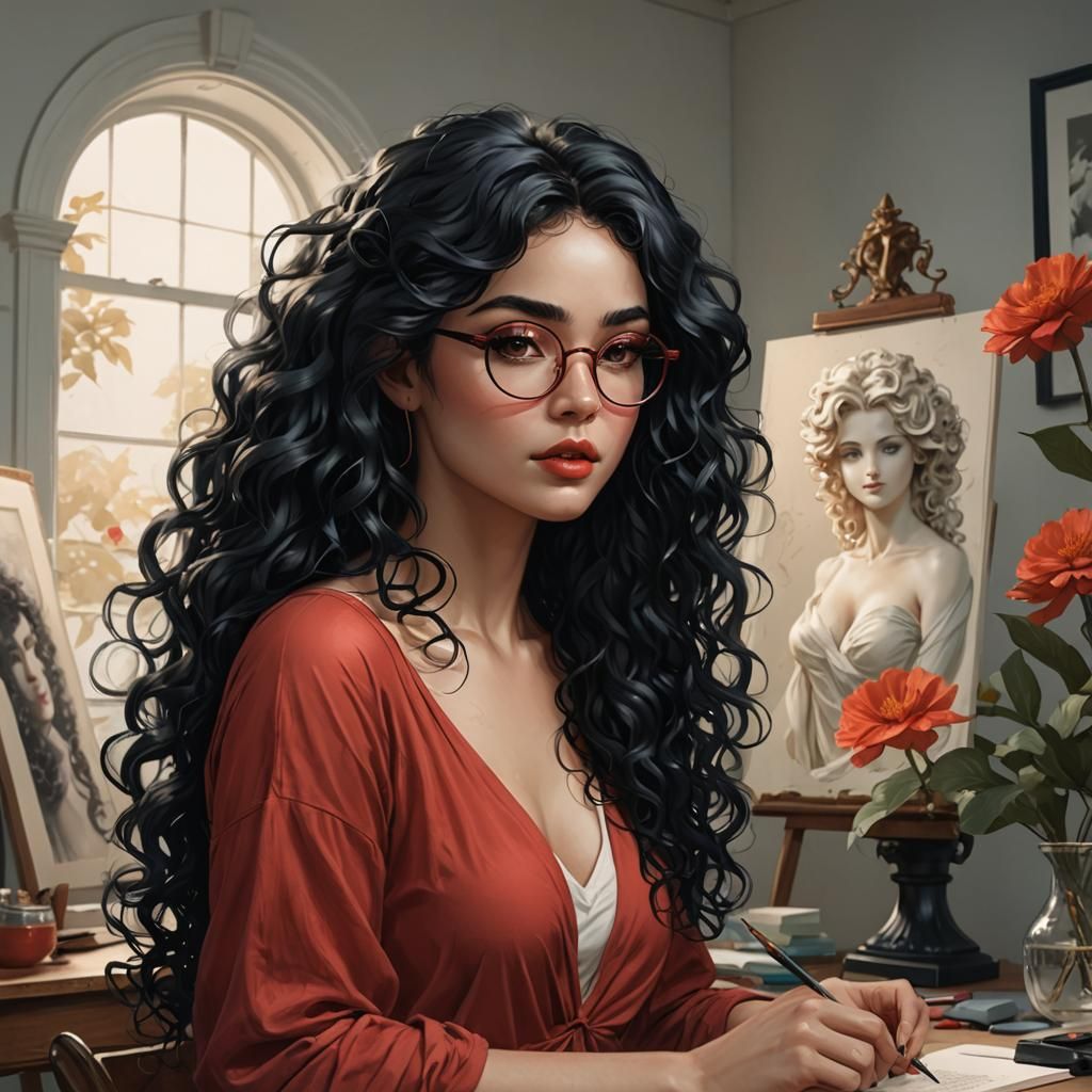 Artist Sculpting Aphrodite Statue in Shabby Chic Style