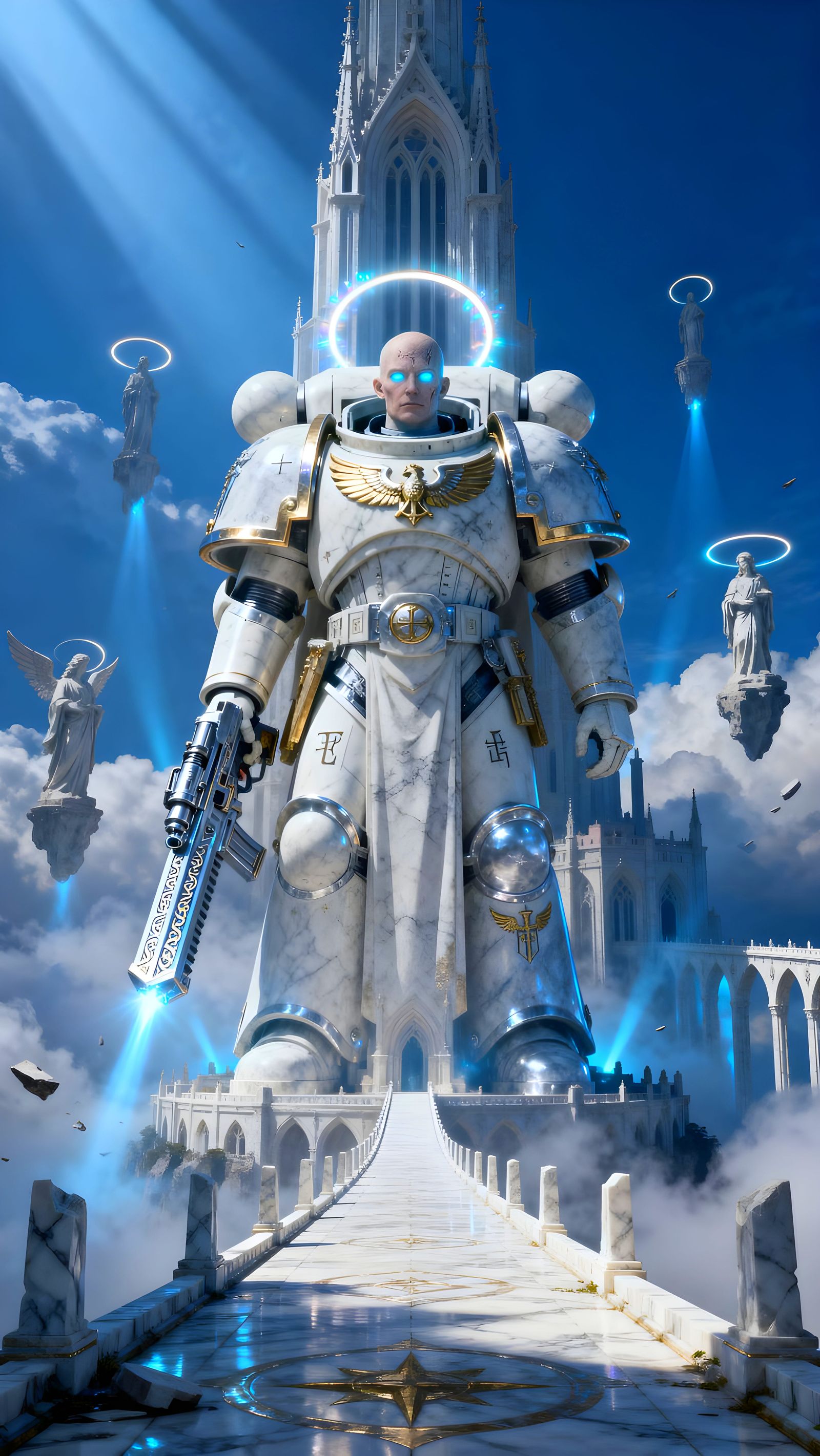 Colossal Primarch in Celestial Armor at Arc Sanctum