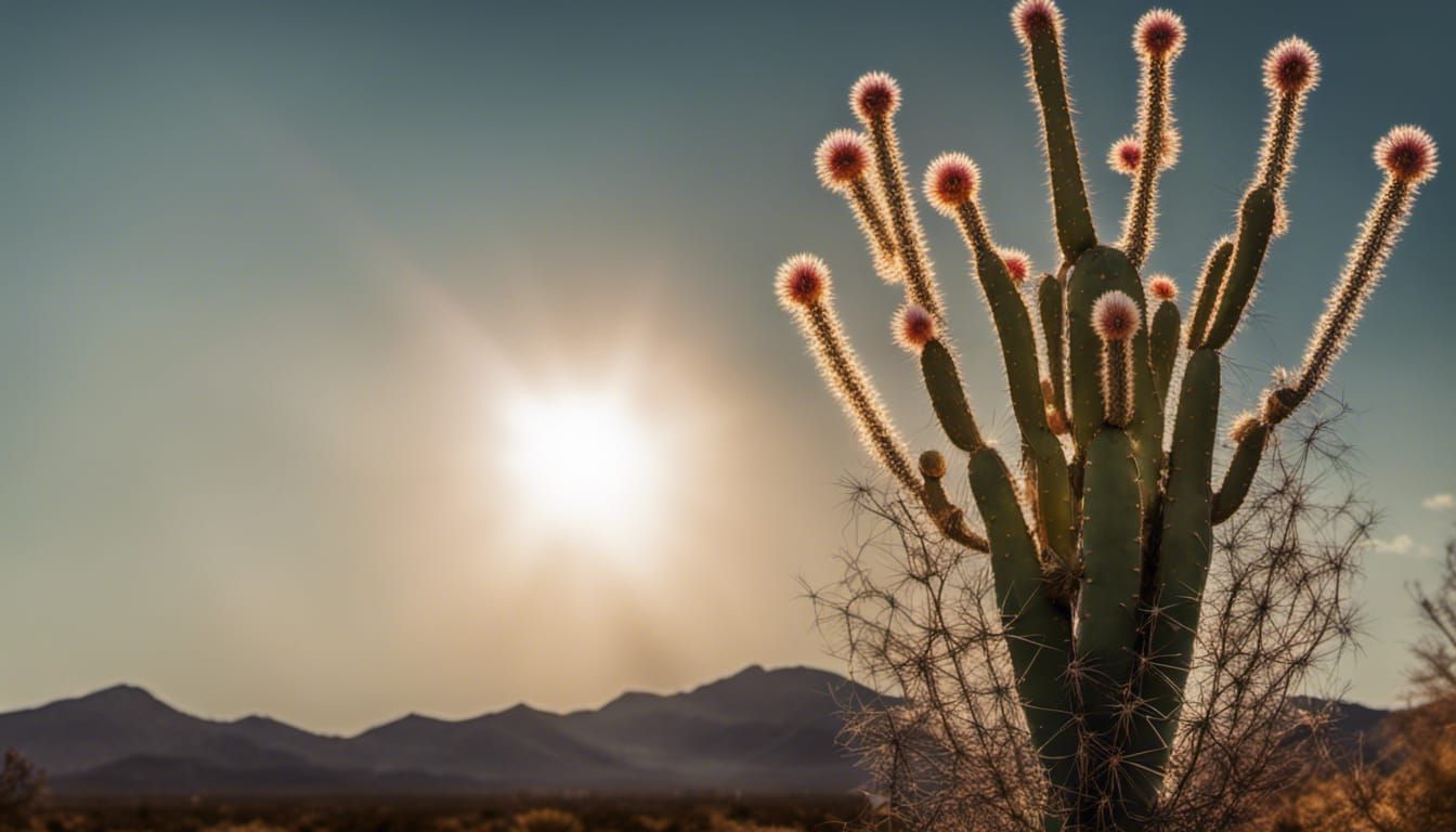 Hyperrealistic Cactus Bloom in Desert Sunlight