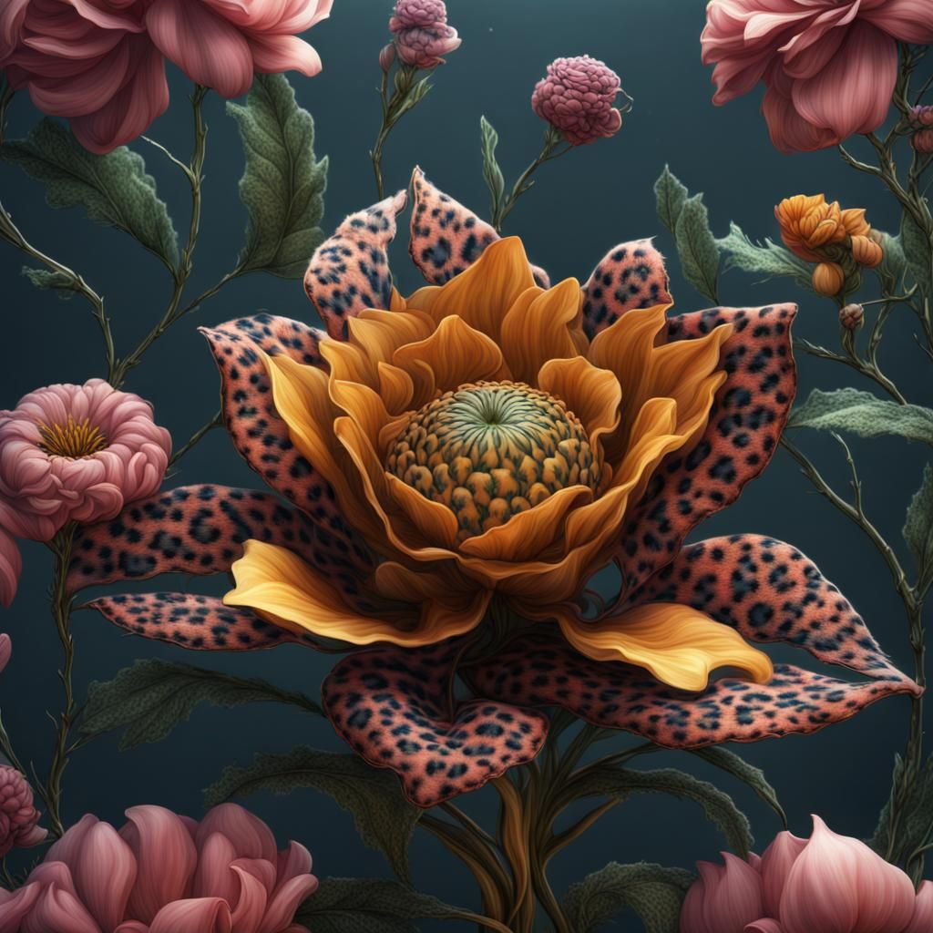 Leopard Pattern Flower: Detailed Matte Painting