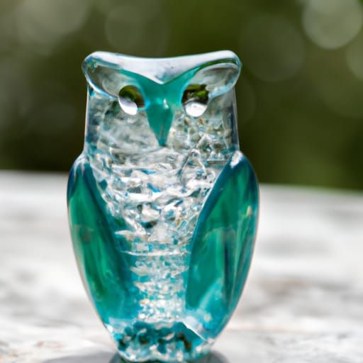 Aquamarine Owl Sculpture in Professional Photo Style