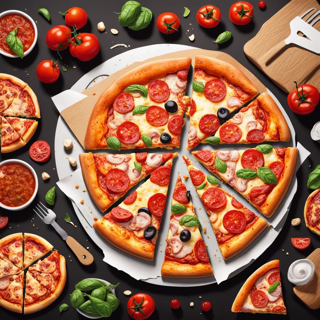 Realistic Pizza Illustration with Missing Slice