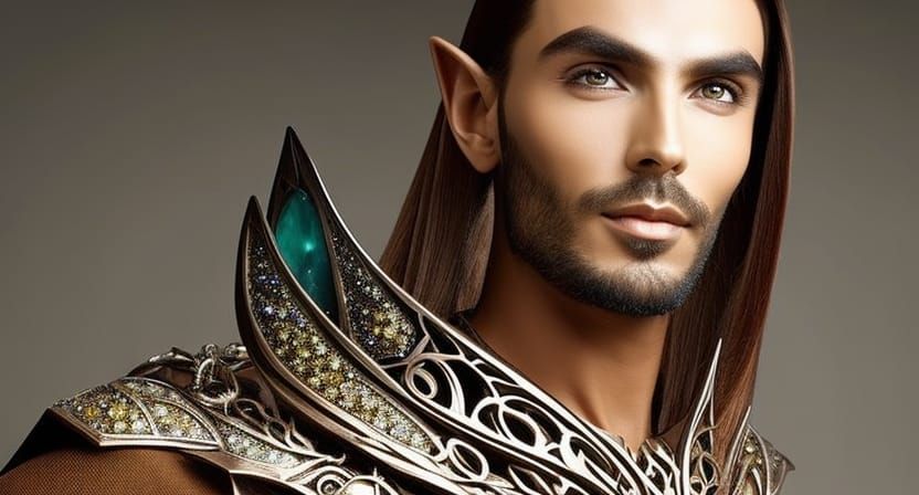 Handsome Elf Wizard with Magical Gemstone Necklace