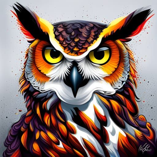Steampunk Owl in Graffiti Art Style