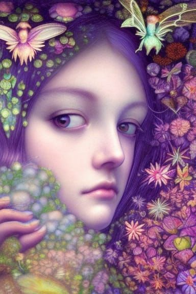 Fairy Portrait in Mycelium Network, Fashion Magazine Art