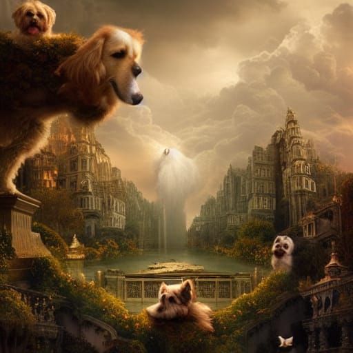 Epic Cinematic Digital Painting: Dogs in Heaven