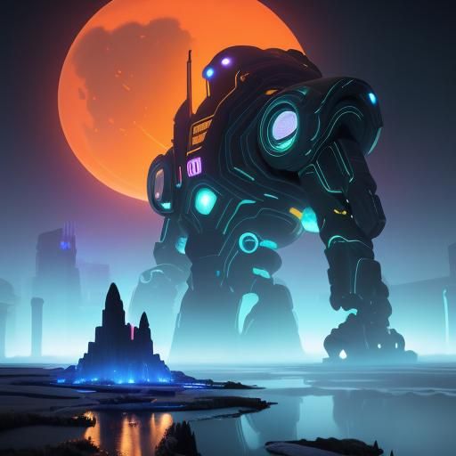 Futuristic Cityscape with Alien Tech and Ancient Architectur...