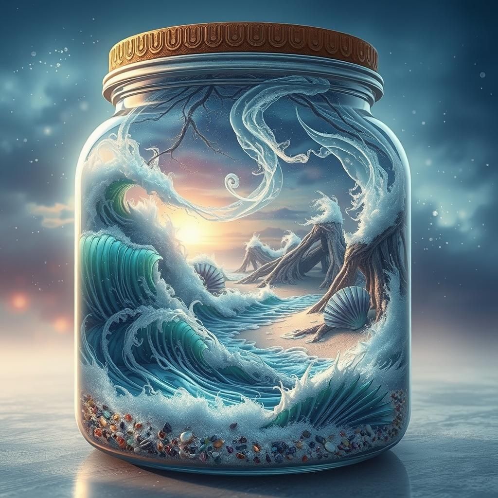 Miniature Beach in Ornate Glass Jar