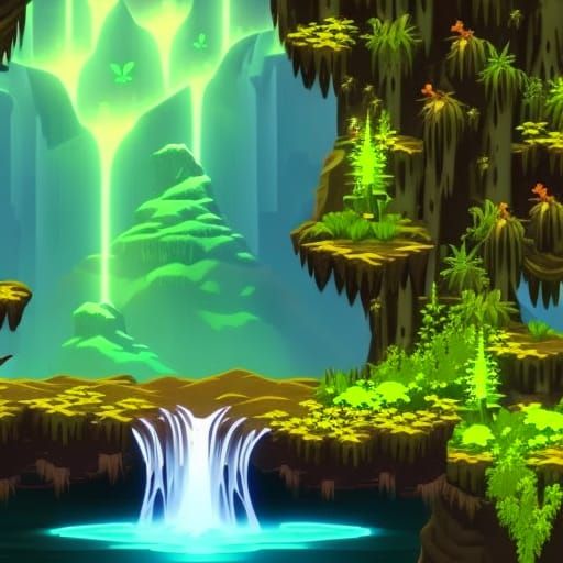 Mystical Swamp Game Level in Astral Cosmic Style
