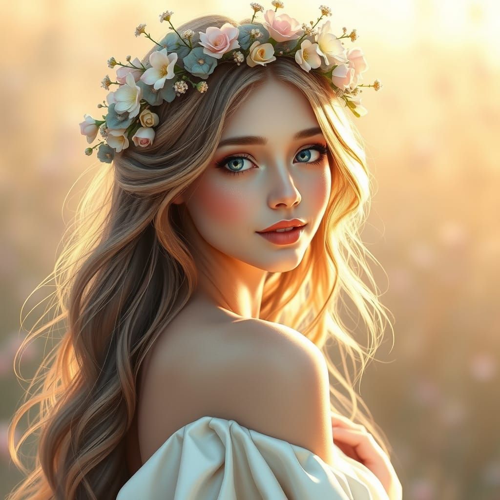 Ethereal Lady in Whimsical Florals