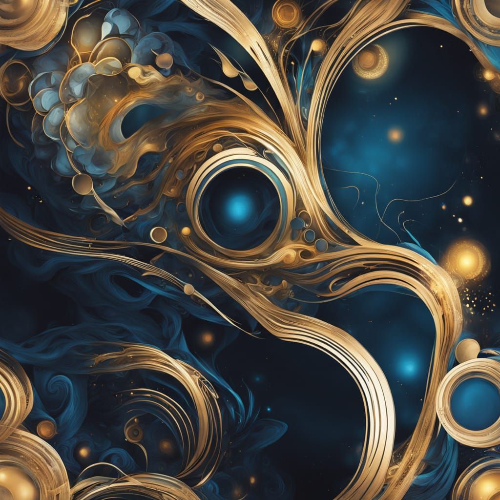 Mesmerizing Abstract Art in Airbrush Style with Gold Highlig...