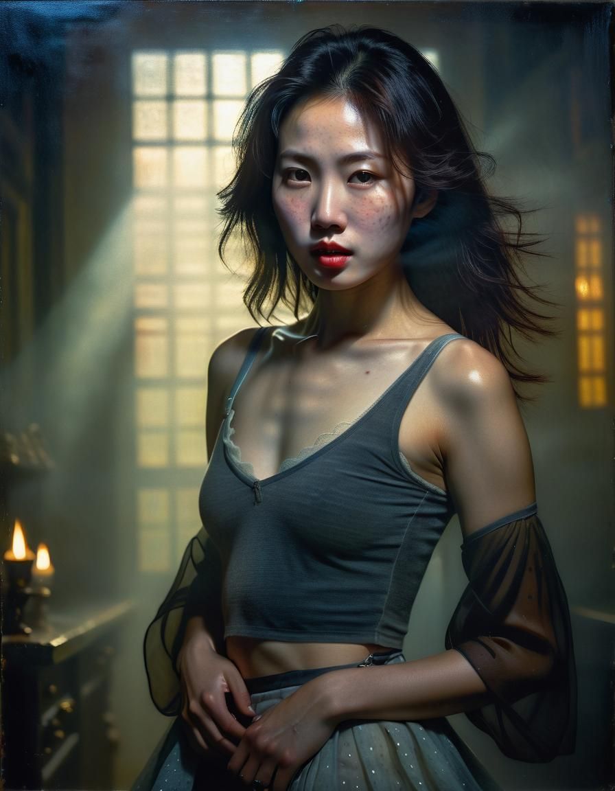 Baroque Portrait of a Korean Woman in Oil