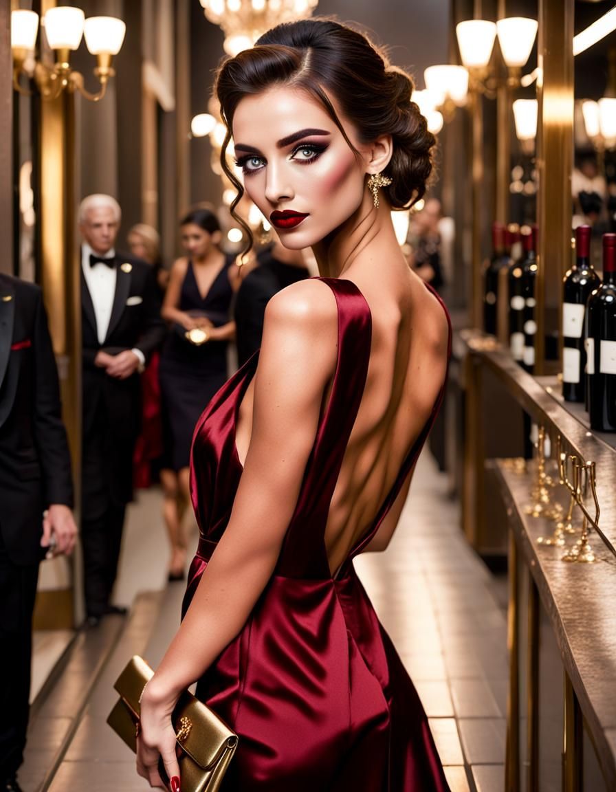 Teenage Girl in Red Gown, Detailed Portrait