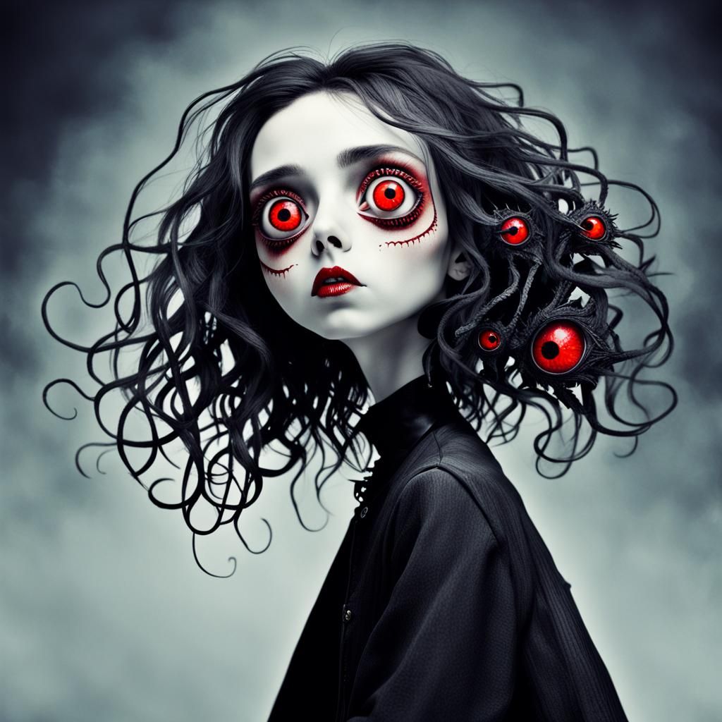 Red Eyes, style of Tim Burton