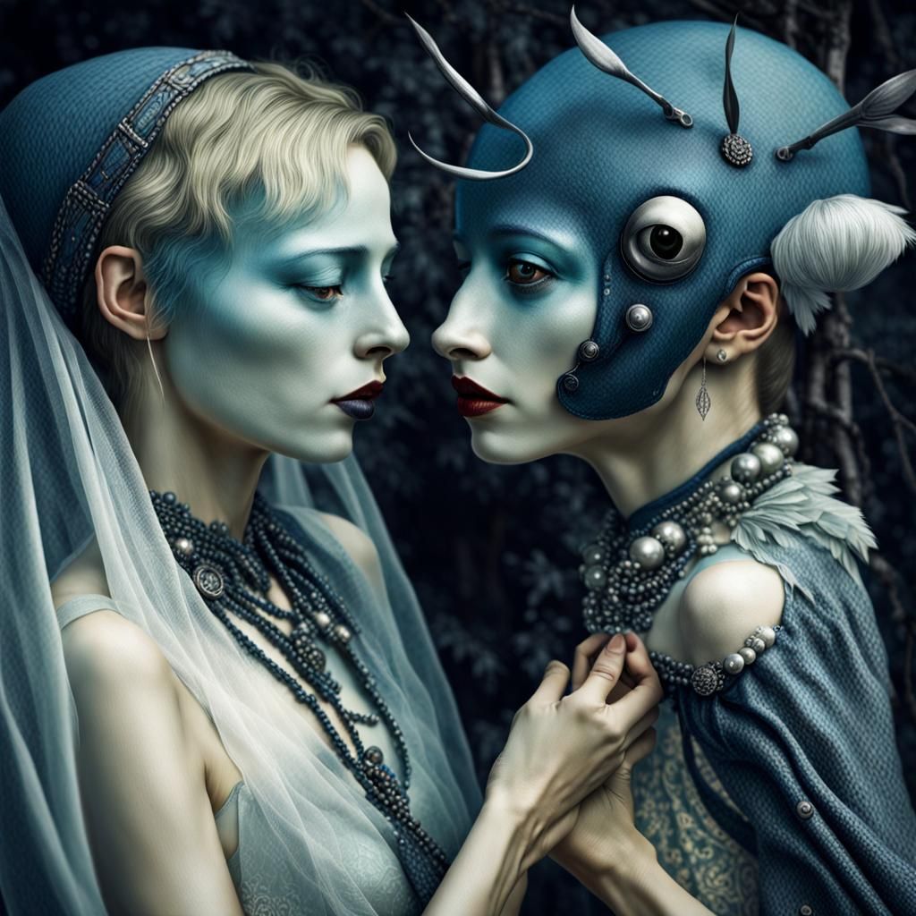 Exotic Alien Celebration in Surreal Restaurant Photography