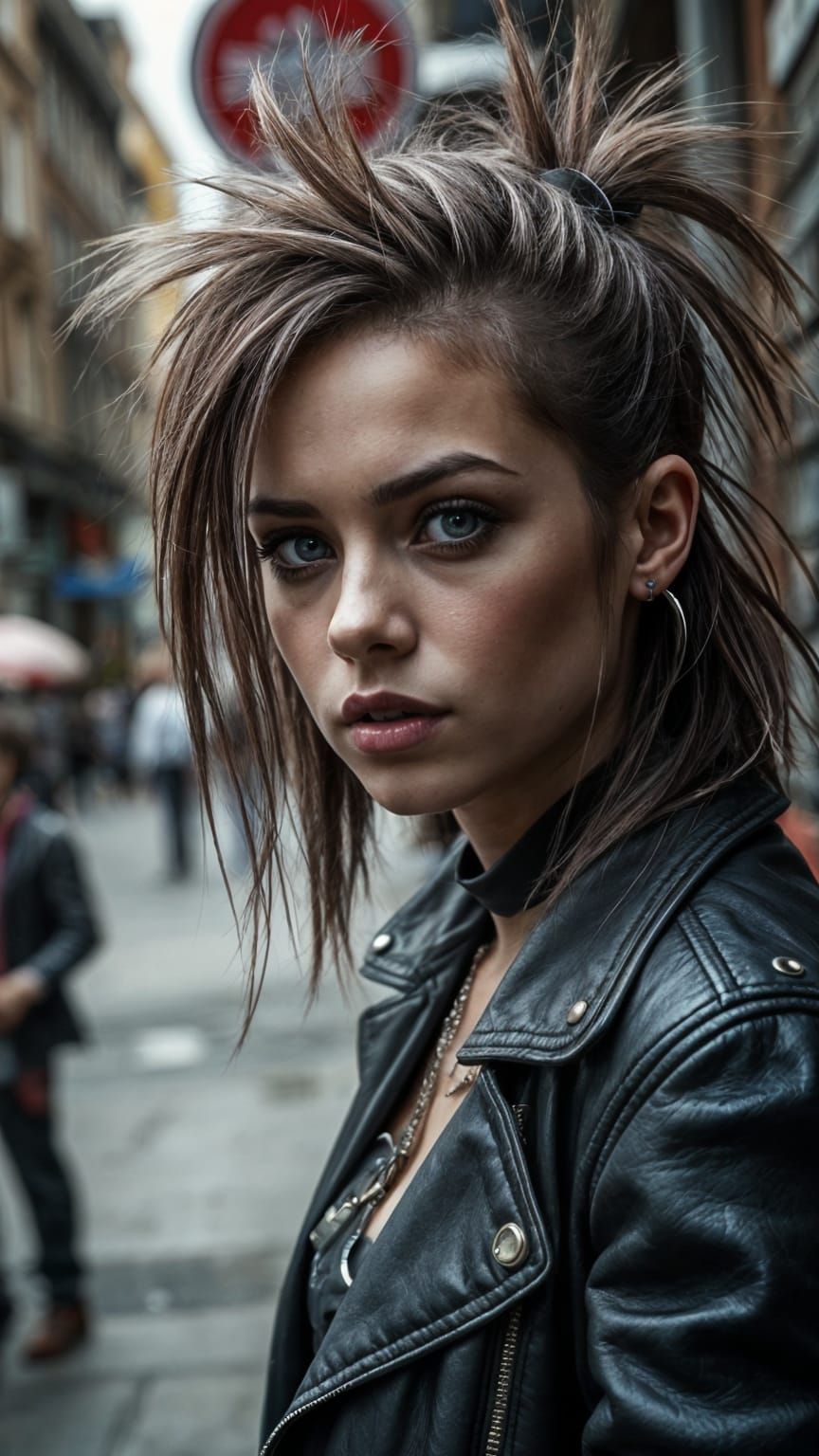 Hyperrealistic Punk Girl in Camden Town Masterpiece