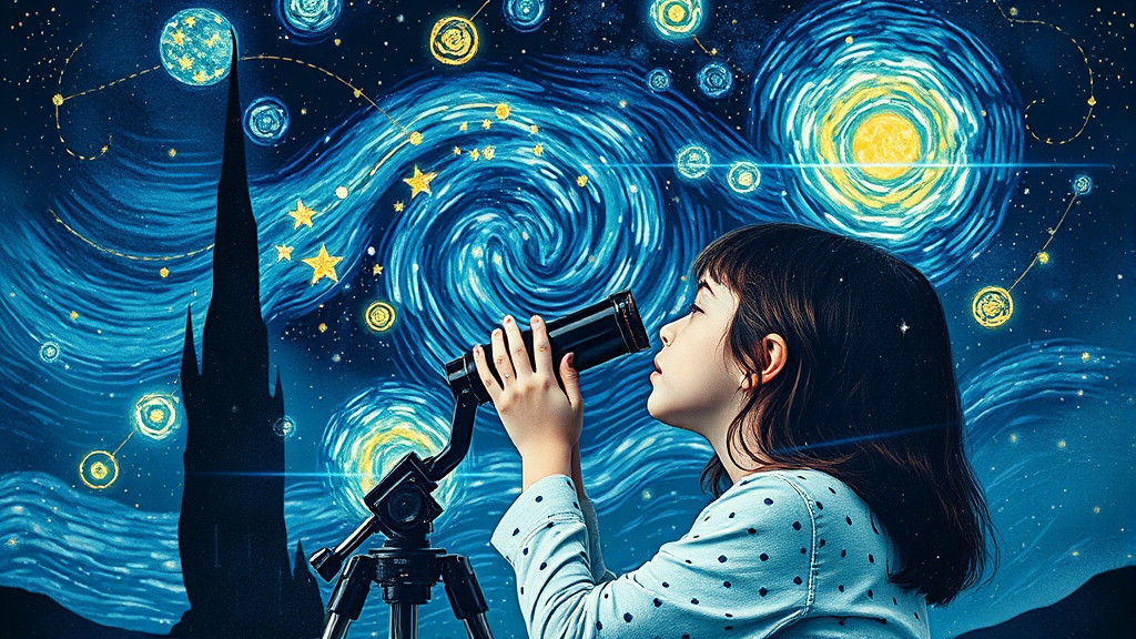 Starry Night Double Exposure in Van Gogh Style