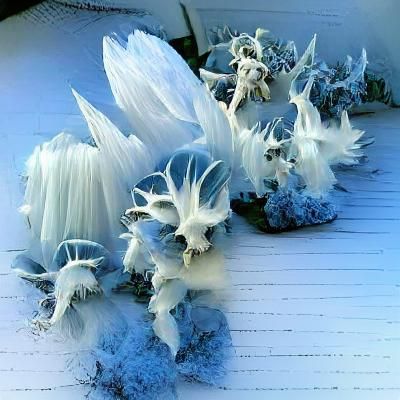 Delicate Frost Flowers in Winter Field