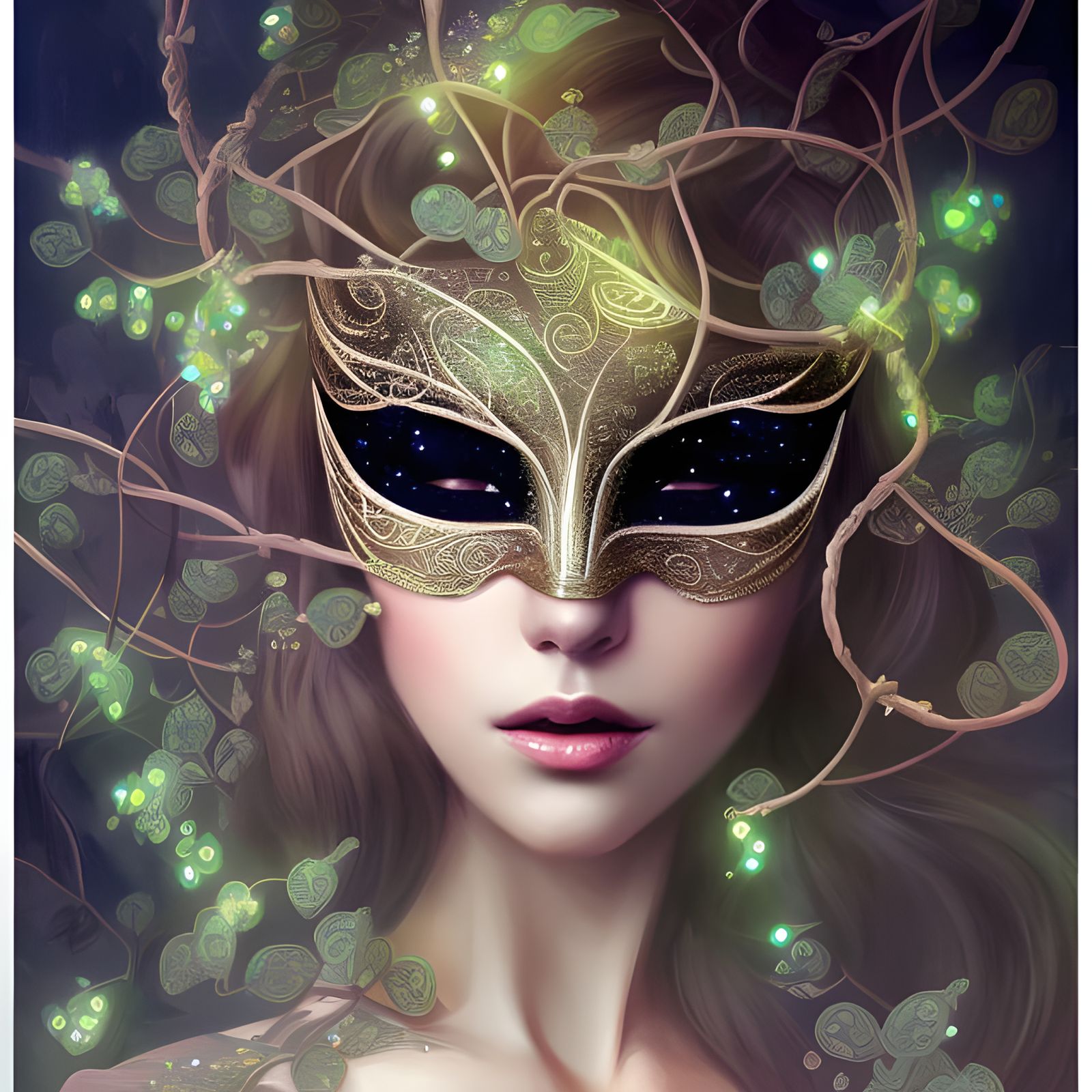Woman in Elaborate Mask: Digital Illustration