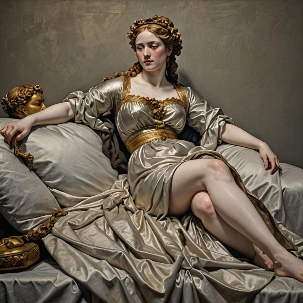 Hyperrealistic Reclining Figure in Classical Style