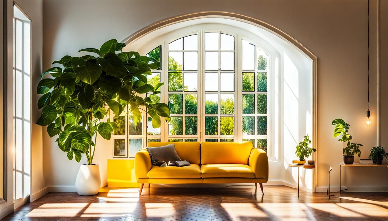 Cozy Home Interior with Sunlight and Indoor Plant