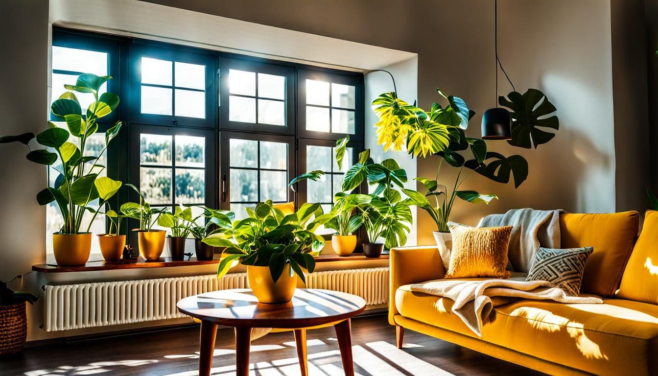 Cozy Indoor Scene with Plant and Sunlight
