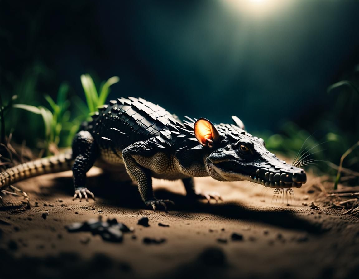 Cinematic Rat-Crocodile Hybrid Animal Side View