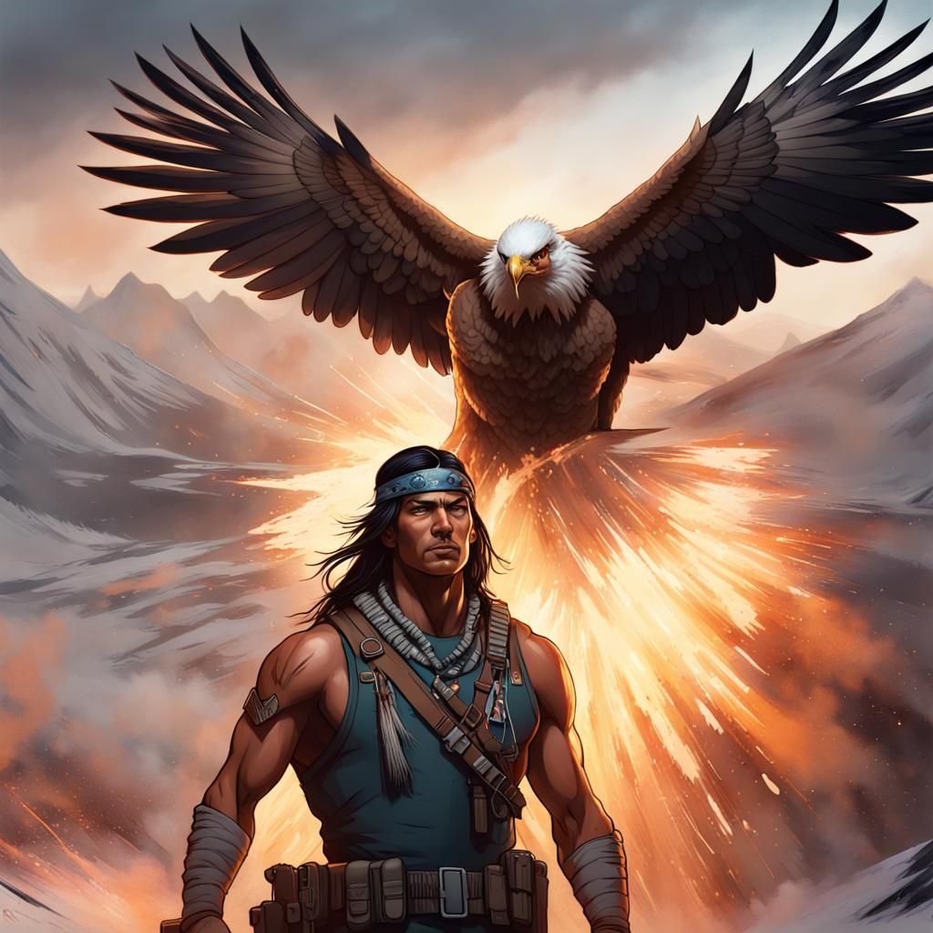 Fierce G.I. Joe Soldier with Eagle, Hyperdetailed Art