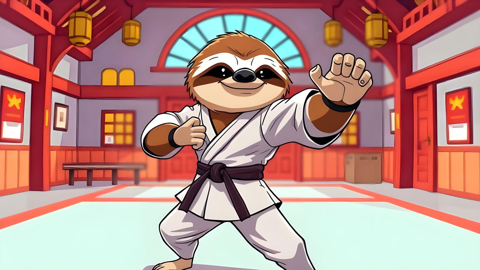 Karate Sloth in Adventure Time Style
