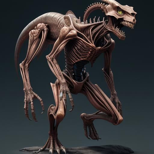 Mutated Alien Quadruped in Detailed 3D Rendering