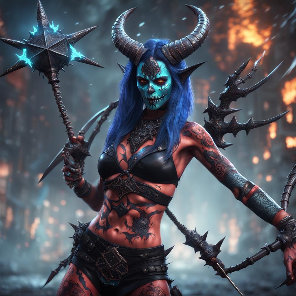 Gothic Demon Huntress with Plasma Shuriken