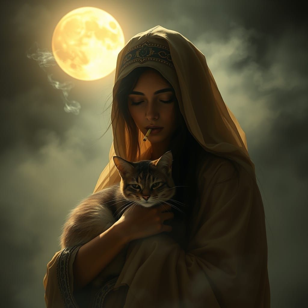 Egyptian Bedouin and Egyptian Sand cat.