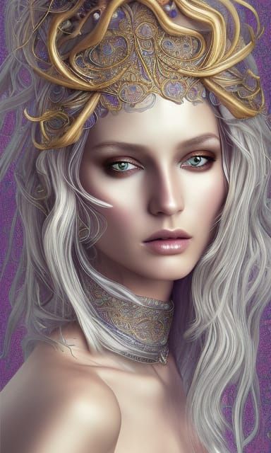 Ethereal Fairy Princess with Platinum Hair, Digital Art