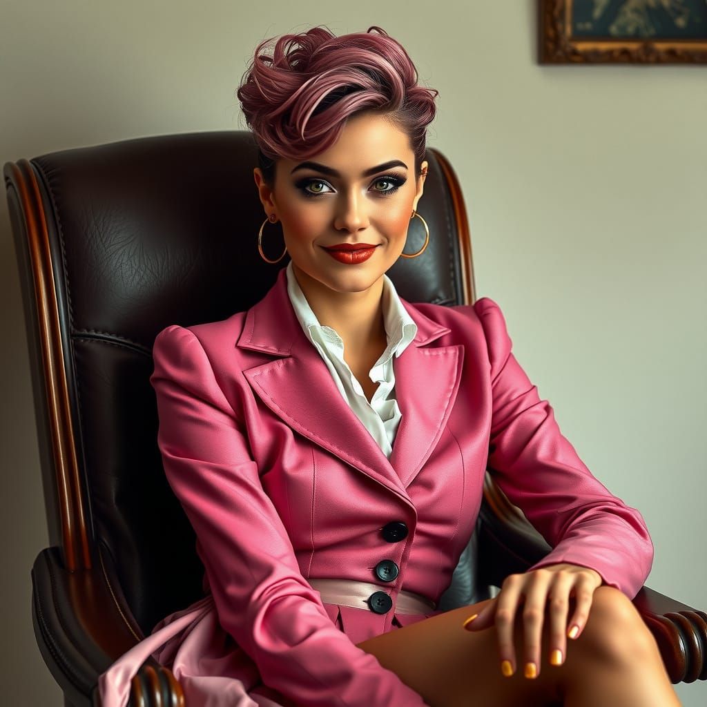 Seductive Punk Goddess in Rose Attire, Captured in Photoreal...