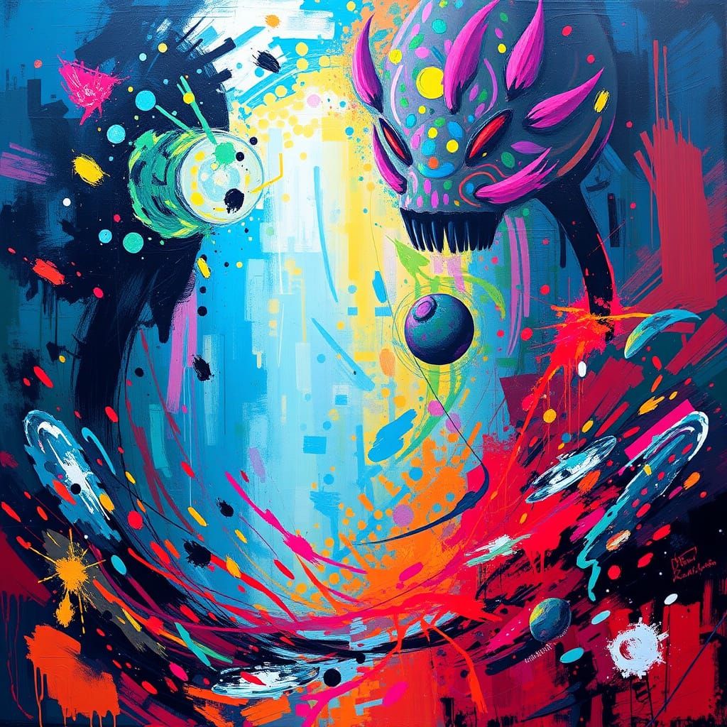 Dynamic Digital Painting with Vibrant Colors