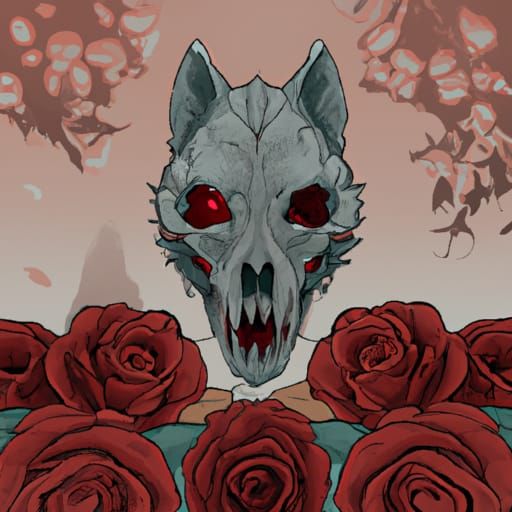 Demon Wolf Skull Mask in Ghibli Anime Style