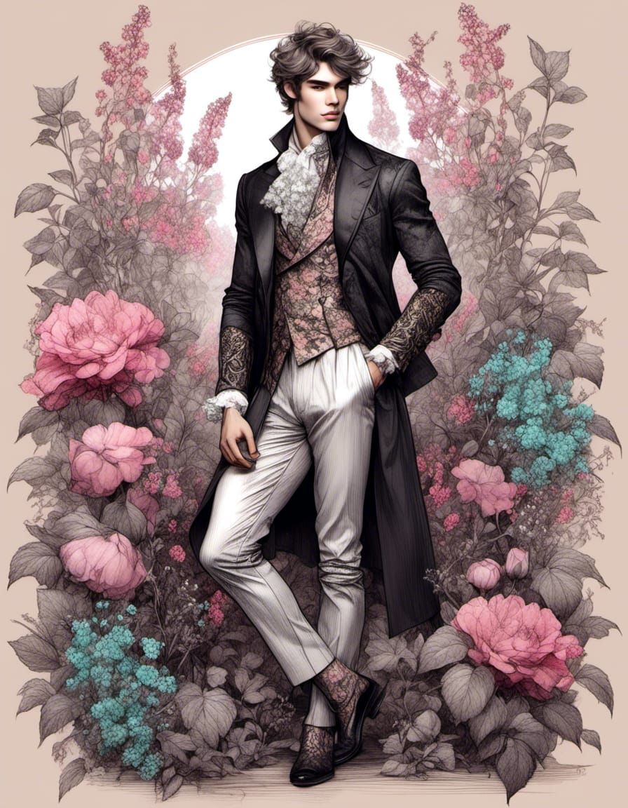 Detailed Sketch of a Garden Knight in Black and Brown