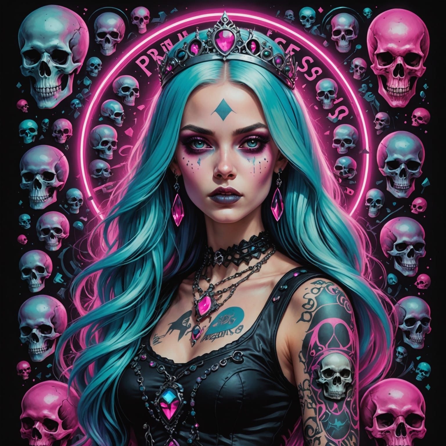 Gothic Princess in Hyper-Realistic Illustrations with Pastel...