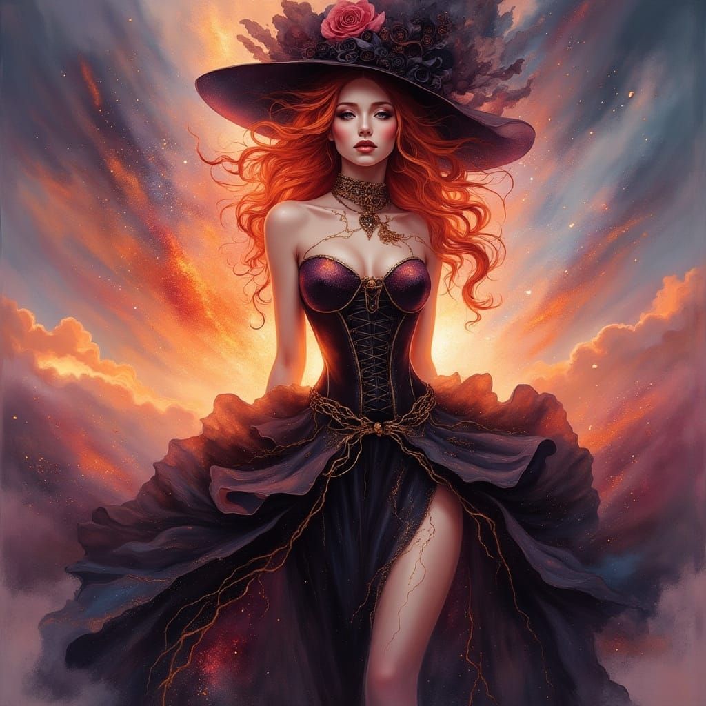 Elegant Futuristic Lady in Unique Corseted Attire