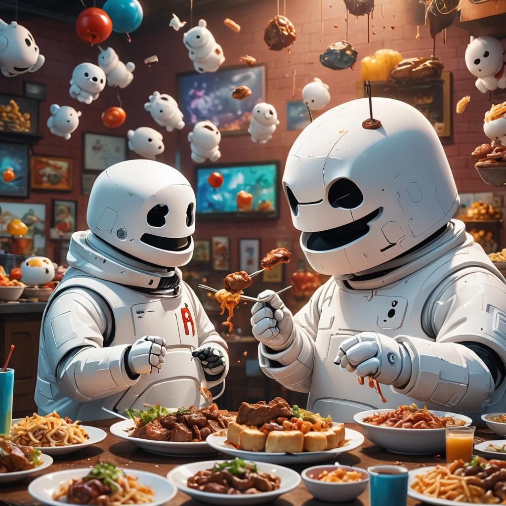 Hyperrealistic Marshmello Eating Baymax Concept Art
