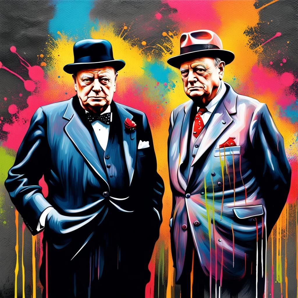 Winston Churchill and FDR in Graffiti Art
