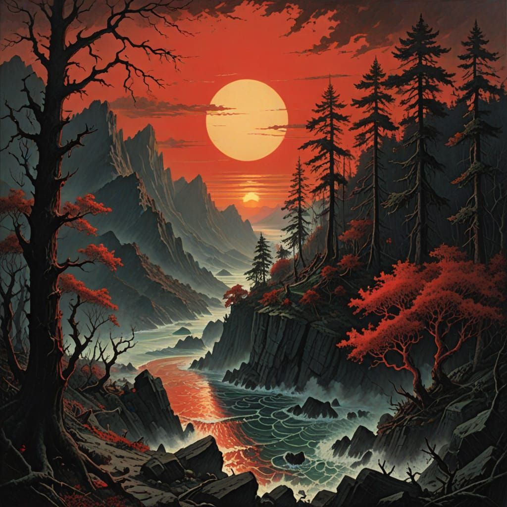 Ethereal Landscape in Cyberpunk Style